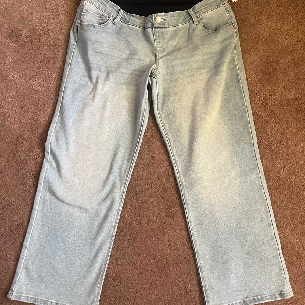 Womens maternity Light Blue comfort stretch straight leg Jeans Sz 16/18